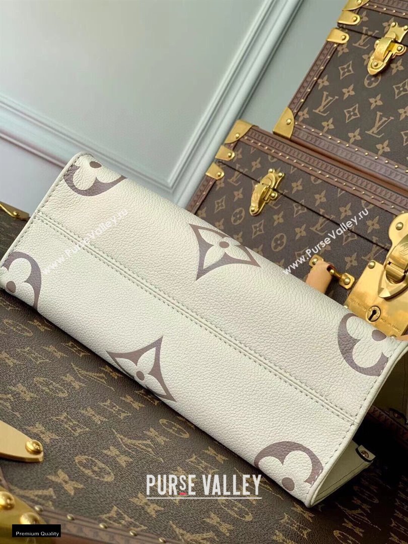 Louis Vuitton Bicolor Onthego PM Bag Monogram Empreinte Leather M45654 Cream/Bois de Rose Pink 2021 (kiki-21020119)