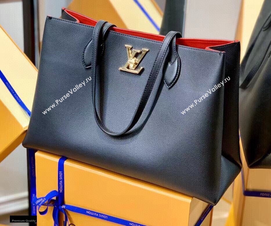 Louis Vuitton Lockme Shopper Tote Bag M57345 Black 2021 (kiki-21020113)