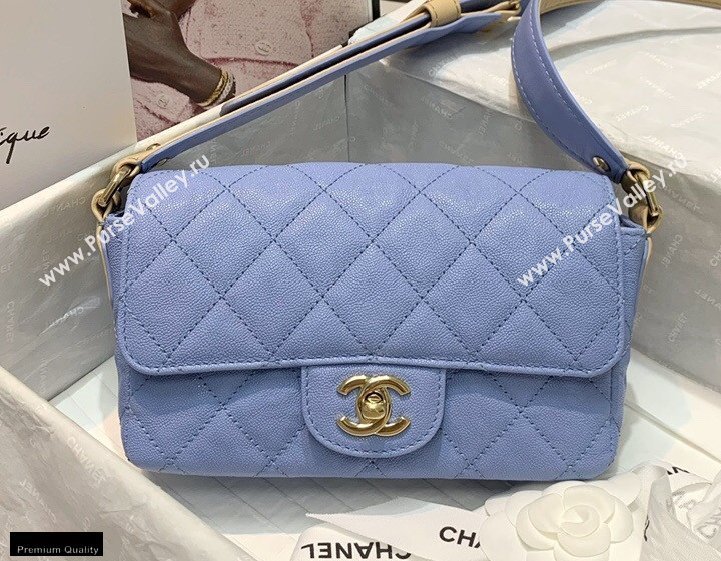 Chanel Grained Calfskin Flap Bag AS2273 Sky Blue 2021 (jiyuan-21022036)