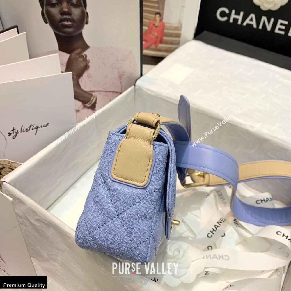 Chanel Grained Calfskin Flap Bag AS2273 Sky Blue 2021 (jiyuan-21022036)