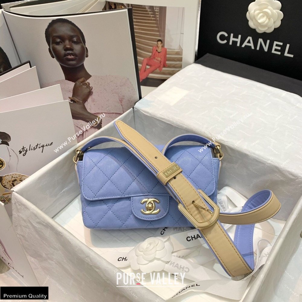 Chanel Grained Calfskin Flap Bag AS2273 Sky Blue 2021 (jiyuan-21022036)