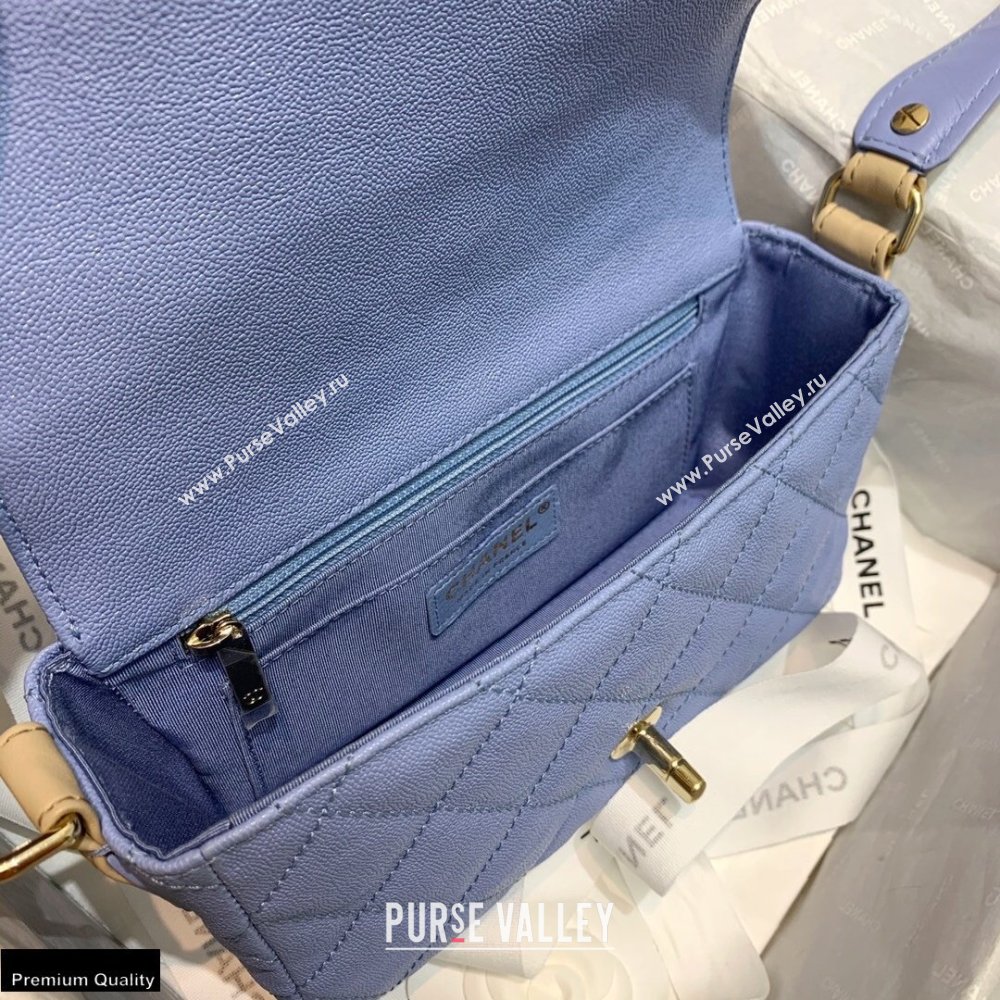 Chanel Grained Calfskin Flap Bag AS2273 Sky Blue 2021 (jiyuan-21022036)