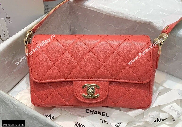 Chanel Grained Calfskin Flap Bag AS2273 Coral Pink 2021 (jiyuan-21022037)