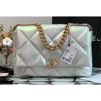 Chanel 19 Maxi Flap Bag AS1162 Iridescent Calfskin White 2021 (jiyuan-21022022)