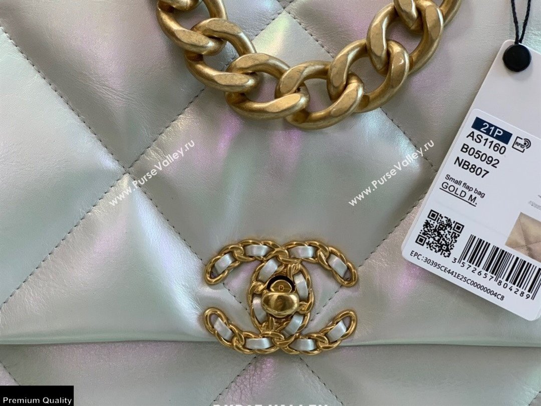 Chanel 19 Maxi Flap Bag AS1162 Iridescent Calfskin White 2021 (jiyuan-21022022)