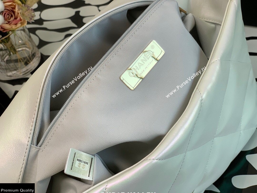 Chanel 19 Maxi Flap Bag AS1162 Iridescent Calfskin White 2021 (jiyuan-21022022)