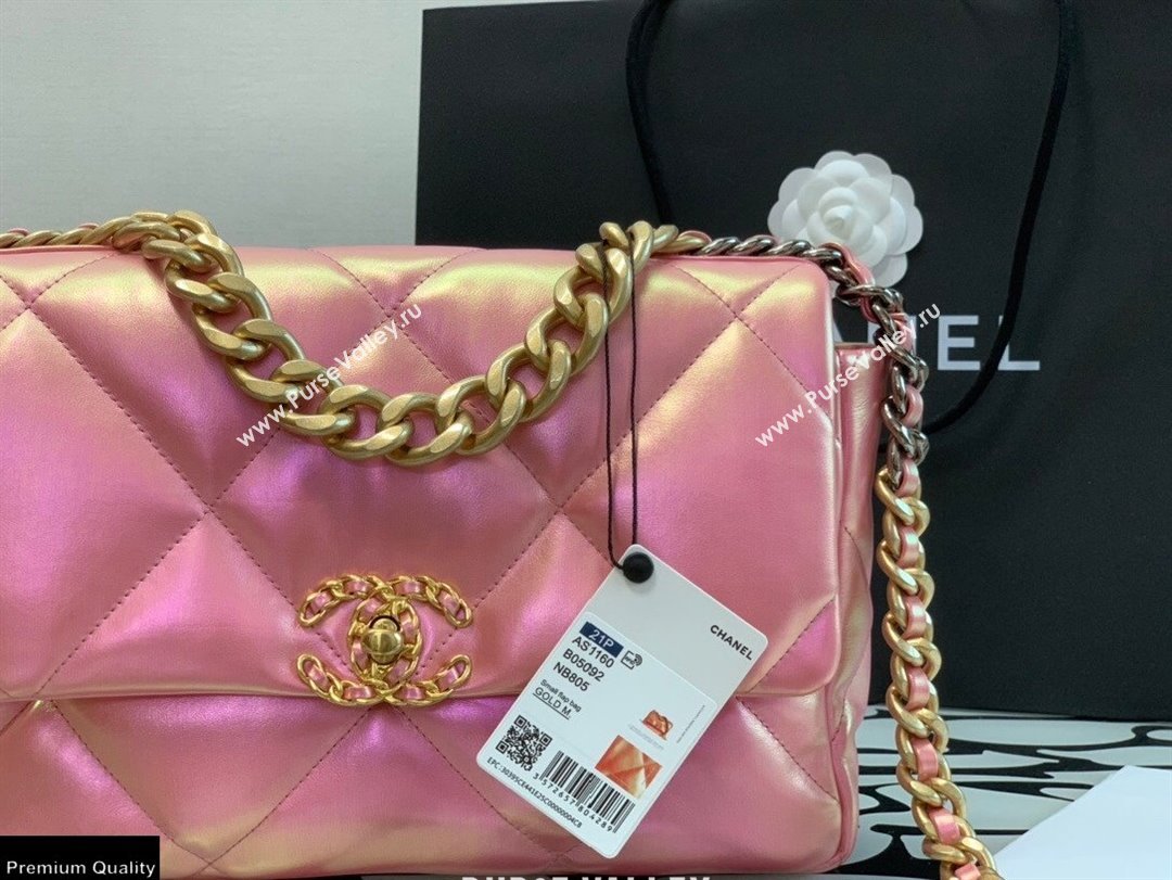 Chanel 19 Large Flap Bag AS1161 Iridescent Calfskin Pink 2021 (jiyuan-21022026)