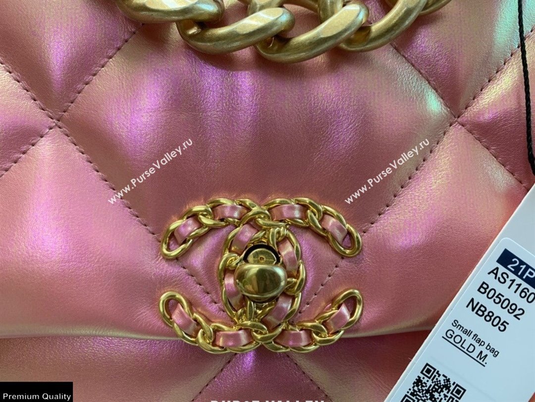 Chanel 19 Large Flap Bag AS1161 Iridescent Calfskin Pink 2021 (jiyuan-21022026)