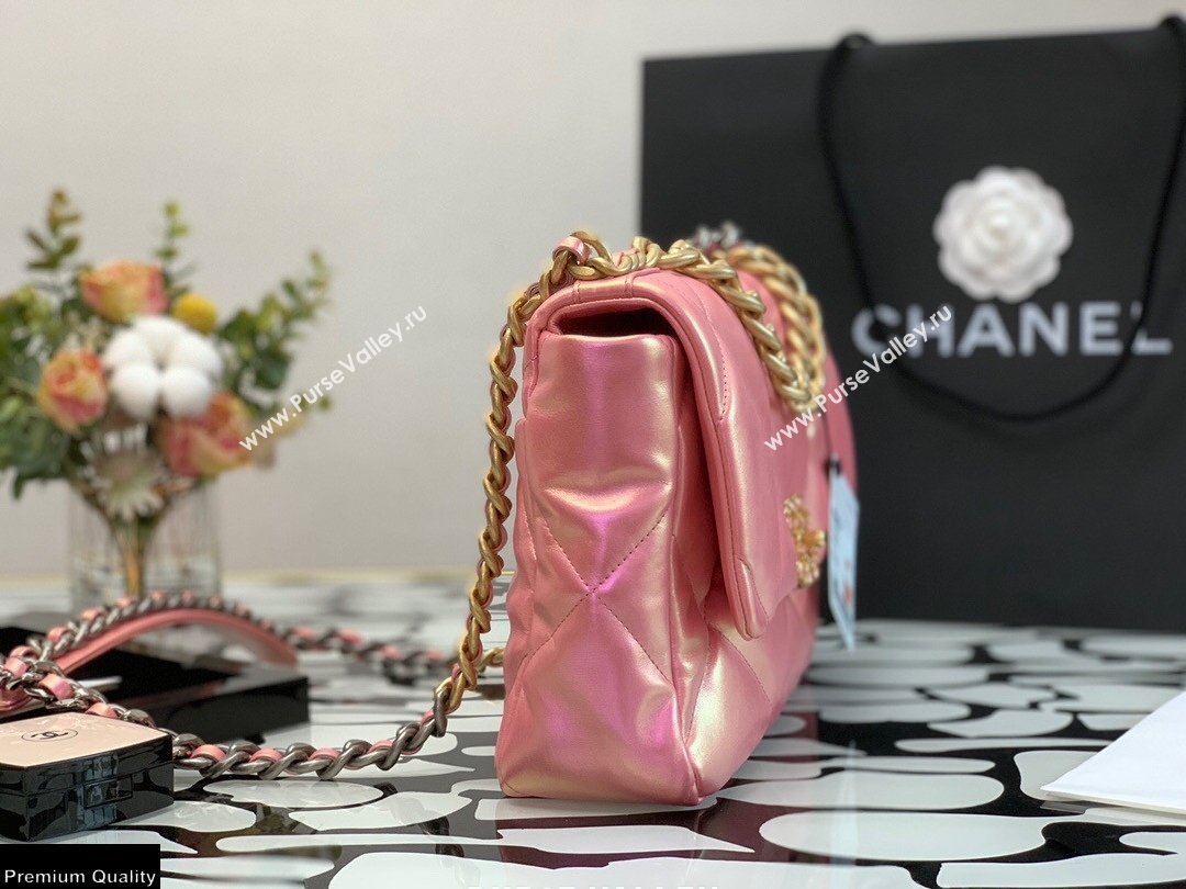 Chanel 19 Large Flap Bag AS1161 Iridescent Calfskin Pink 2021 (jiyuan-21022026)