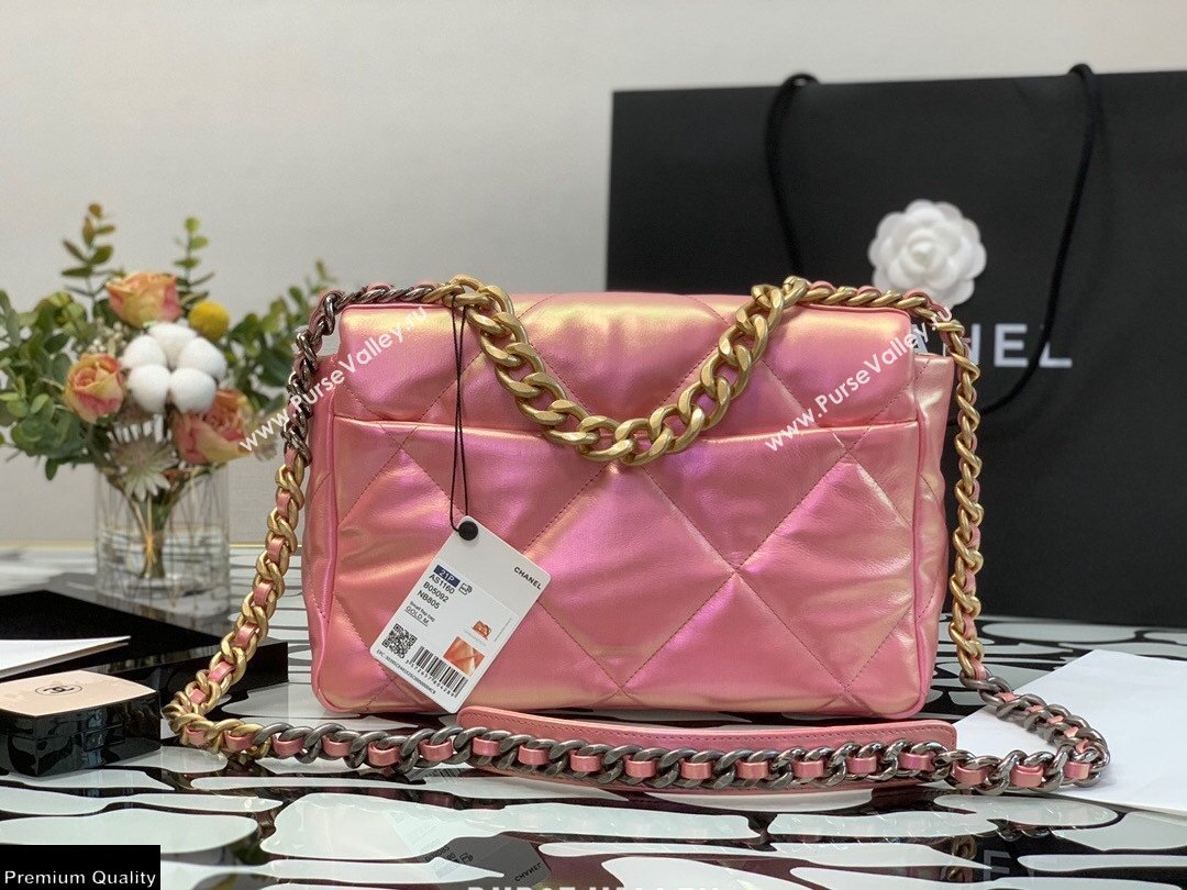 Chanel 19 Large Flap Bag AS1161 Iridescent Calfskin Pink 2021 (jiyuan-21022026)