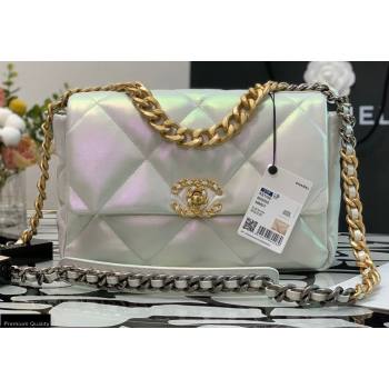 Chanel 19 Large Flap Bag AS1161 Iridescent Calfskin White 2021 (jiyuan-21022023)