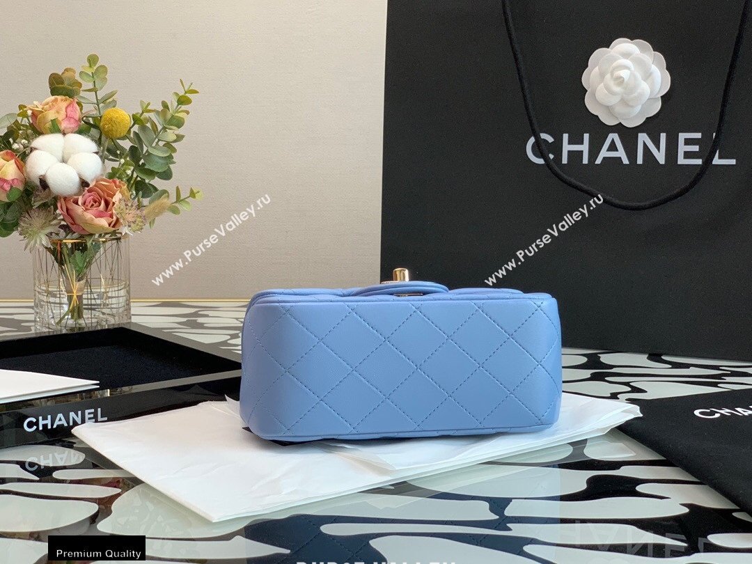 Chanel Lambskin Square Mini Classic Flap Bag Sky Blue 2021 (jiyuan-21022030)