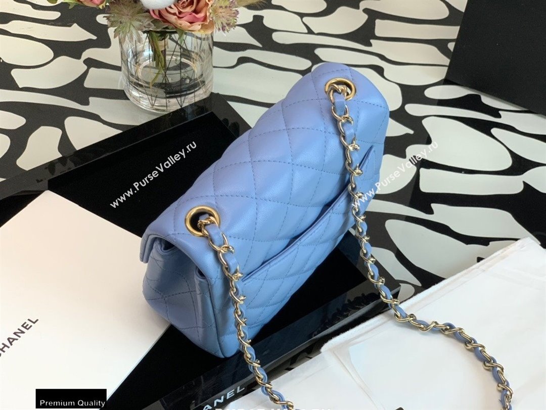 Chanel Lambskin Square Mini Classic Flap Bag Sky Blue 2021 (jiyuan-21022030)
