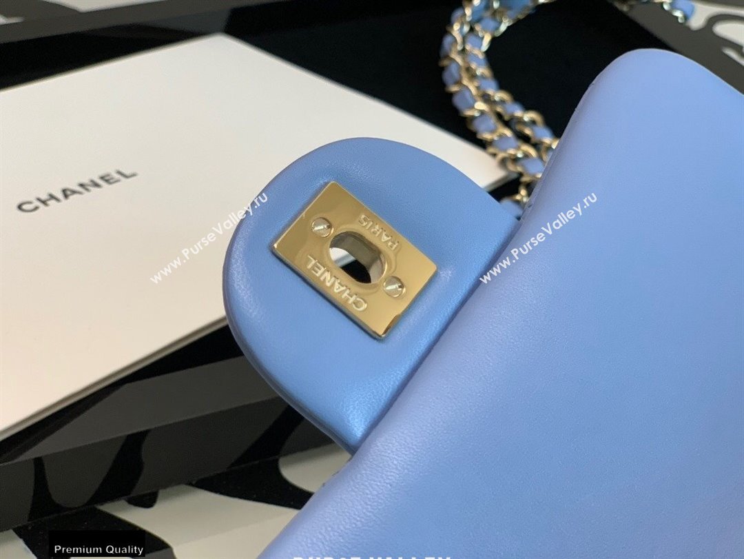 Chanel Lambskin Square Mini Classic Flap Bag Sky Blue 2021 (jiyuan-21022030)