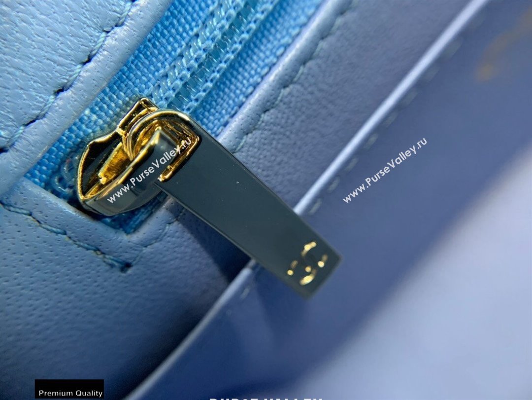 Chanel Lambskin Square Mini Classic Flap Bag Sky Blue 2021 (jiyuan-21022030)