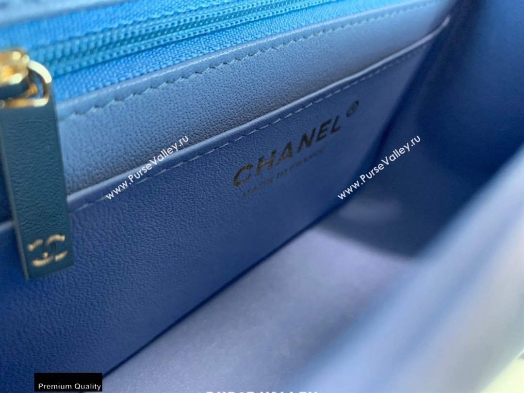 Chanel Lambskin Square Mini Classic Flap Bag Sky Blue 2021 (jiyuan-21022030)