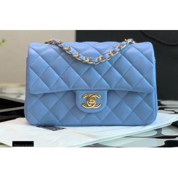 Chanel Lambskin Rectangular Small Classic Flap Bag Sky Blue 2021 (jiyuan-21022029)