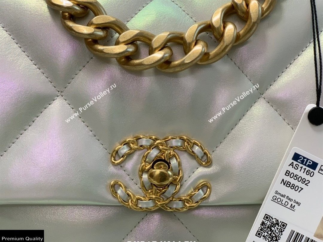 Chanel 19 Large Flap Bag AS1161 Iridescent Calfskin White 2021 (jiyuan-21022023)