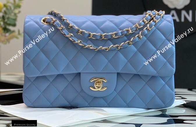 Chanel Lambskin Medium Classic Flap Bag Sky Blue 2021 (jiyuan-21022028)