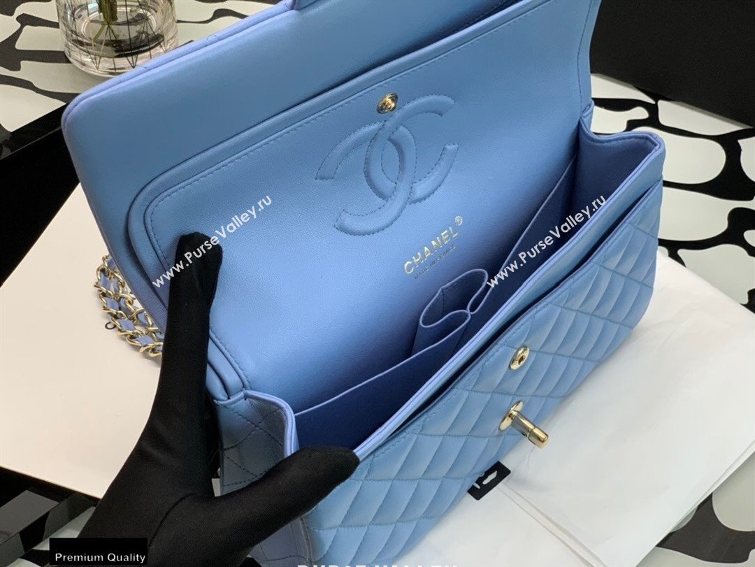 Chanel Lambskin Medium Classic Flap Bag Sky Blue 2021 (jiyuan-21022028)