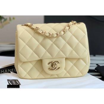 Chanel Lambskin Square Mini Classic Flap Bag Light Yellow 2021 (jiyuan-21022033)