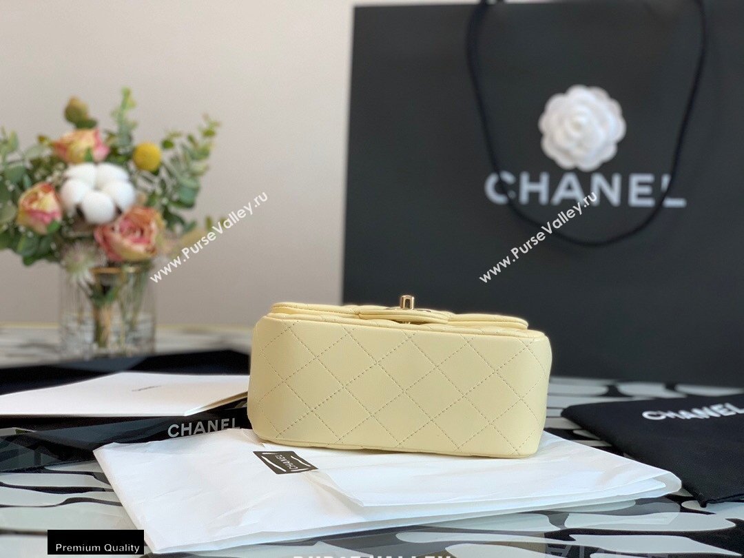 Chanel Lambskin Square Mini Classic Flap Bag Light Yellow 2021 (jiyuan-21022033)