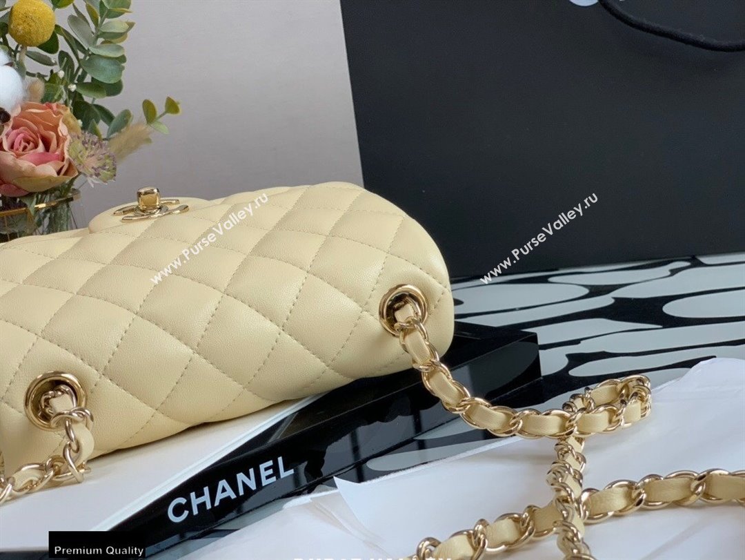 Chanel Lambskin Square Mini Classic Flap Bag Light Yellow 2021 (jiyuan-21022033)