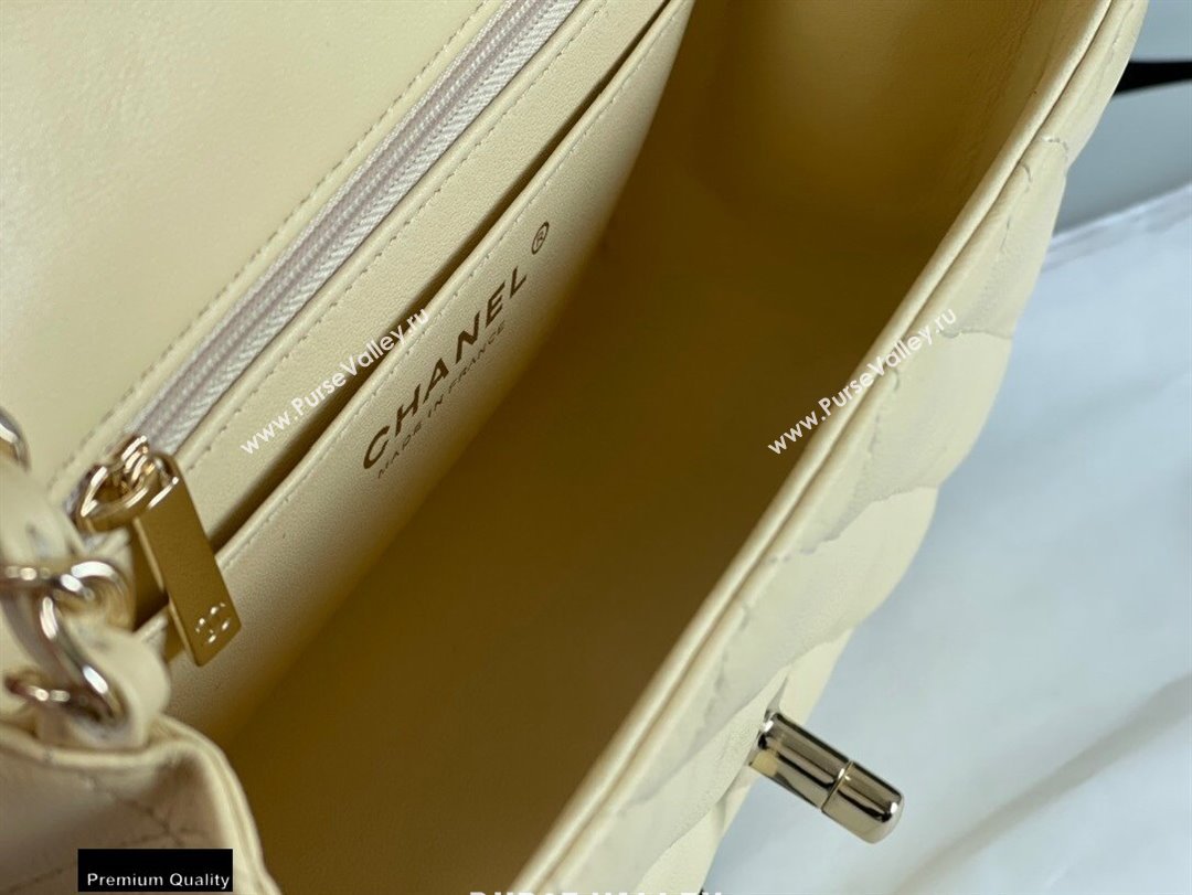 Chanel Lambskin Square Mini Classic Flap Bag Light Yellow 2021 (jiyuan-21022033)