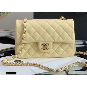 Chanel Lambskin Rectangular Small Classic Flap Bag Light Yellow 2021 (jiyuan-21022032)