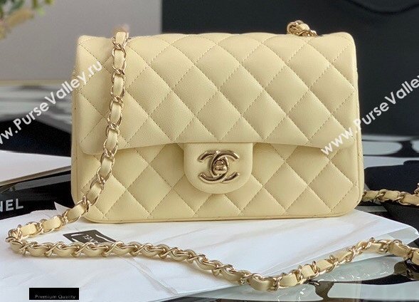 Chanel Lambskin Rectangular Small Classic Flap Bag Light Yellow 2021 (jiyuan-21022032)