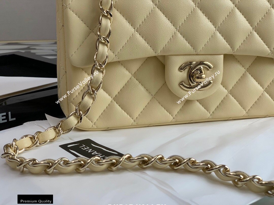 Chanel Lambskin Rectangular Small Classic Flap Bag Light Yellow 2021 (jiyuan-21022032)