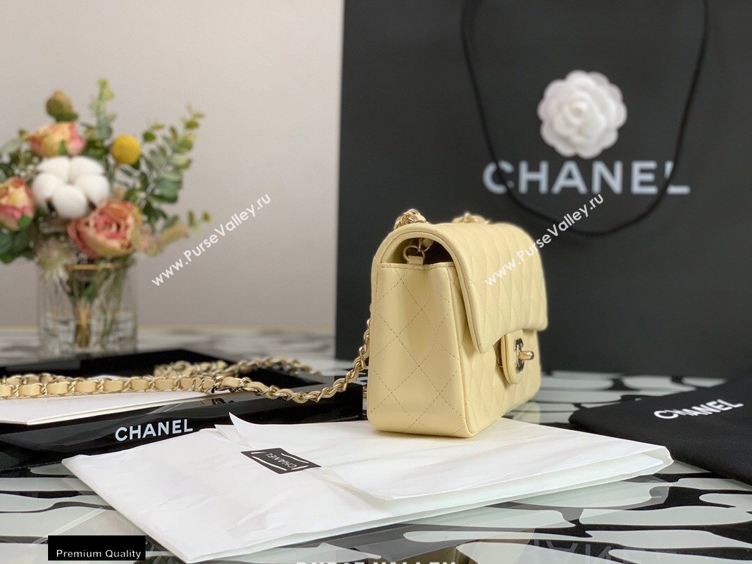 Chanel Lambskin Rectangular Small Classic Flap Bag Light Yellow 2021 (jiyuan-21022032)