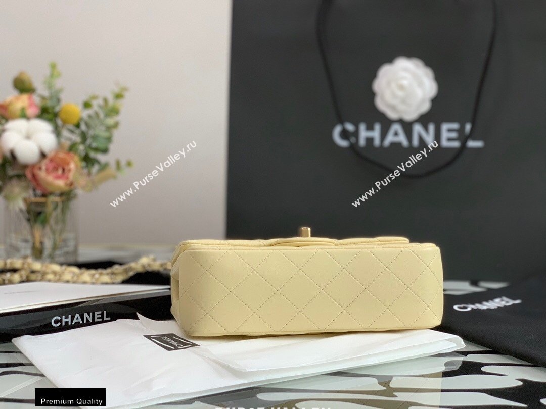 Chanel Lambskin Rectangular Small Classic Flap Bag Light Yellow 2021 (jiyuan-21022032)