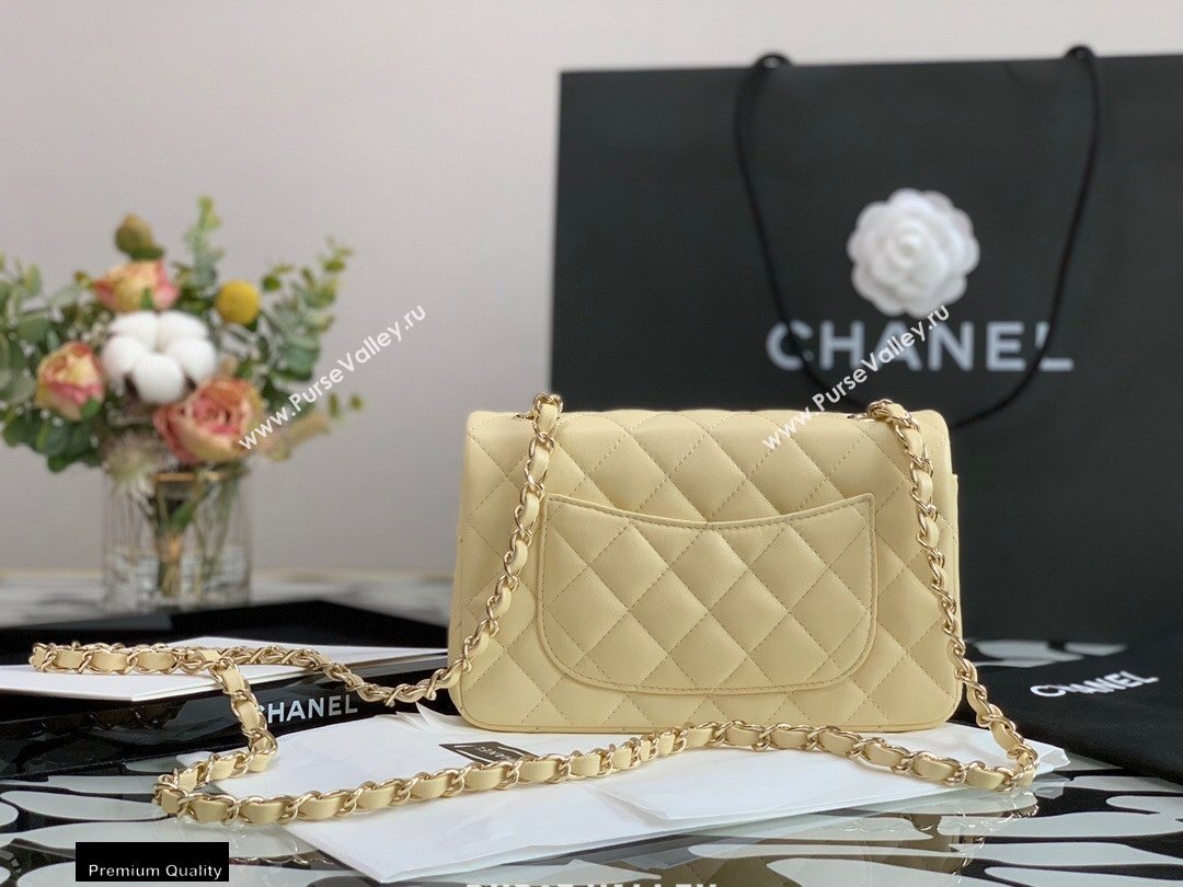 Chanel Lambskin Rectangular Small Classic Flap Bag Light Yellow 2021 (jiyuan-21022032)