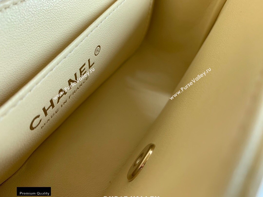 Chanel Lambskin Rectangular Small Classic Flap Bag Light Yellow 2021 (jiyuan-21022032)