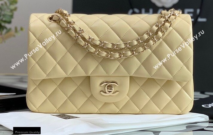 Chanel Lambskin Medium Classic Flap Bag Light Yellow 2021 (jiyuan-21022031)