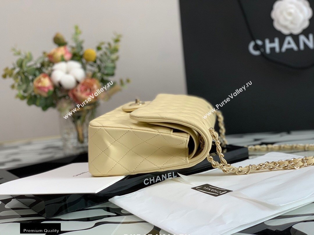 Chanel Lambskin Medium Classic Flap Bag Light Yellow 2021 (jiyuan-21022031)