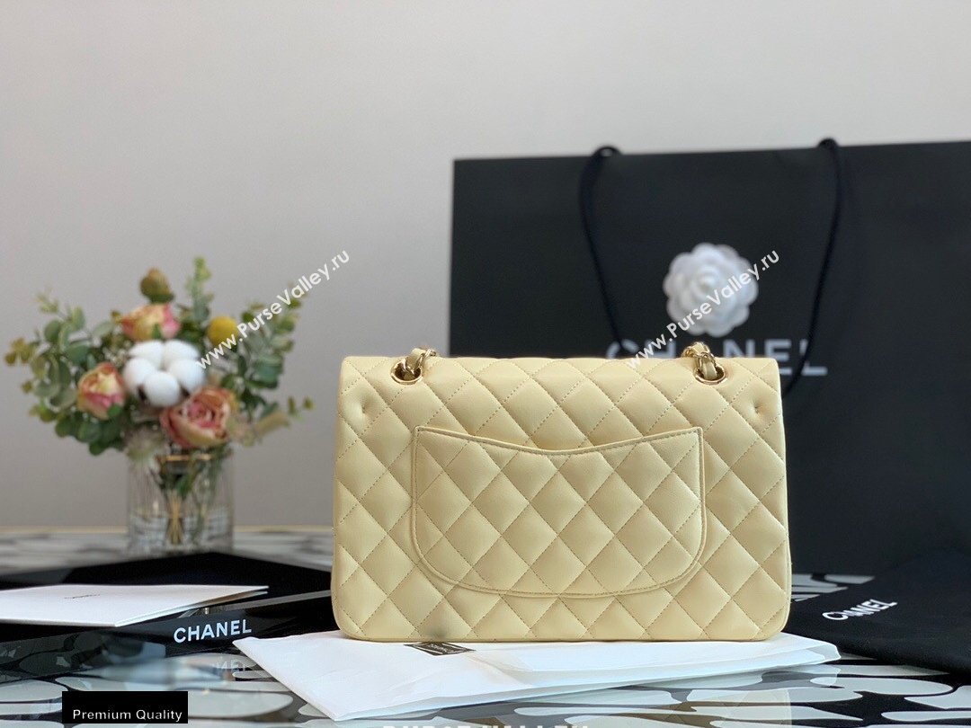 Chanel Lambskin Medium Classic Flap Bag Light Yellow 2021 (jiyuan-21022031)