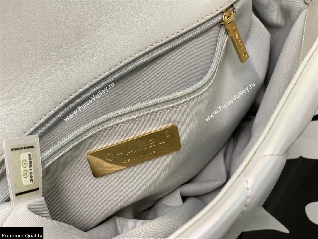 Chanel 19 Large Flap Bag AS1161 Iridescent Calfskin White 2021 (jiyuan-21022023)