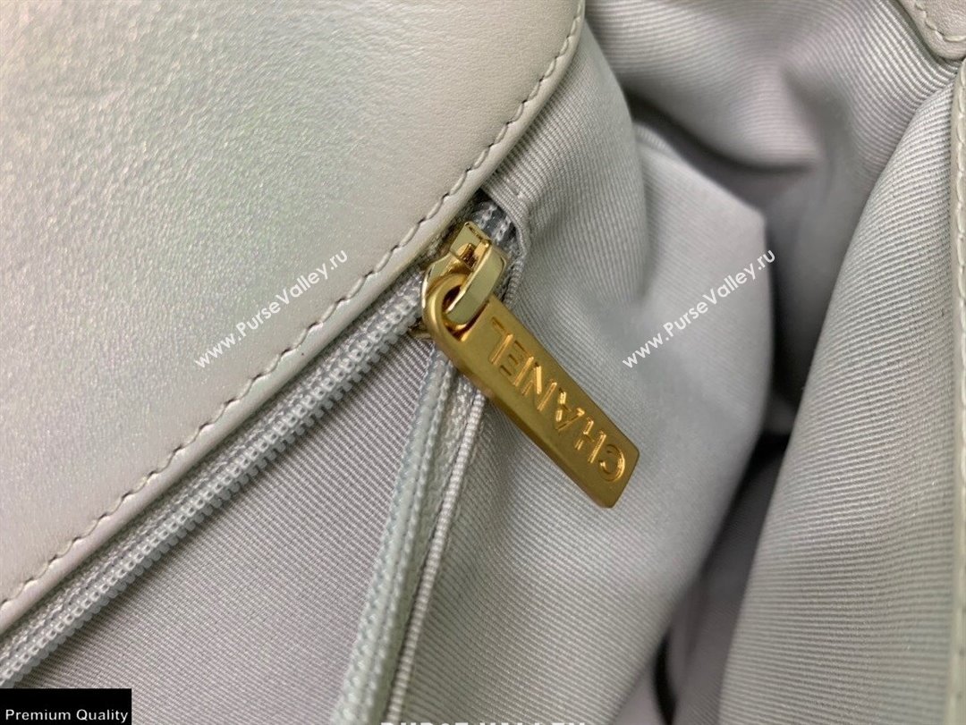 Chanel 19 Large Flap Bag AS1161 Iridescent Calfskin White 2021 (jiyuan-21022023)