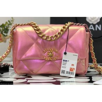 Chanel 19 Small Flap Bag AS1160 Iridescent Calfskin Pink 2021 (jiyuan-21022027)