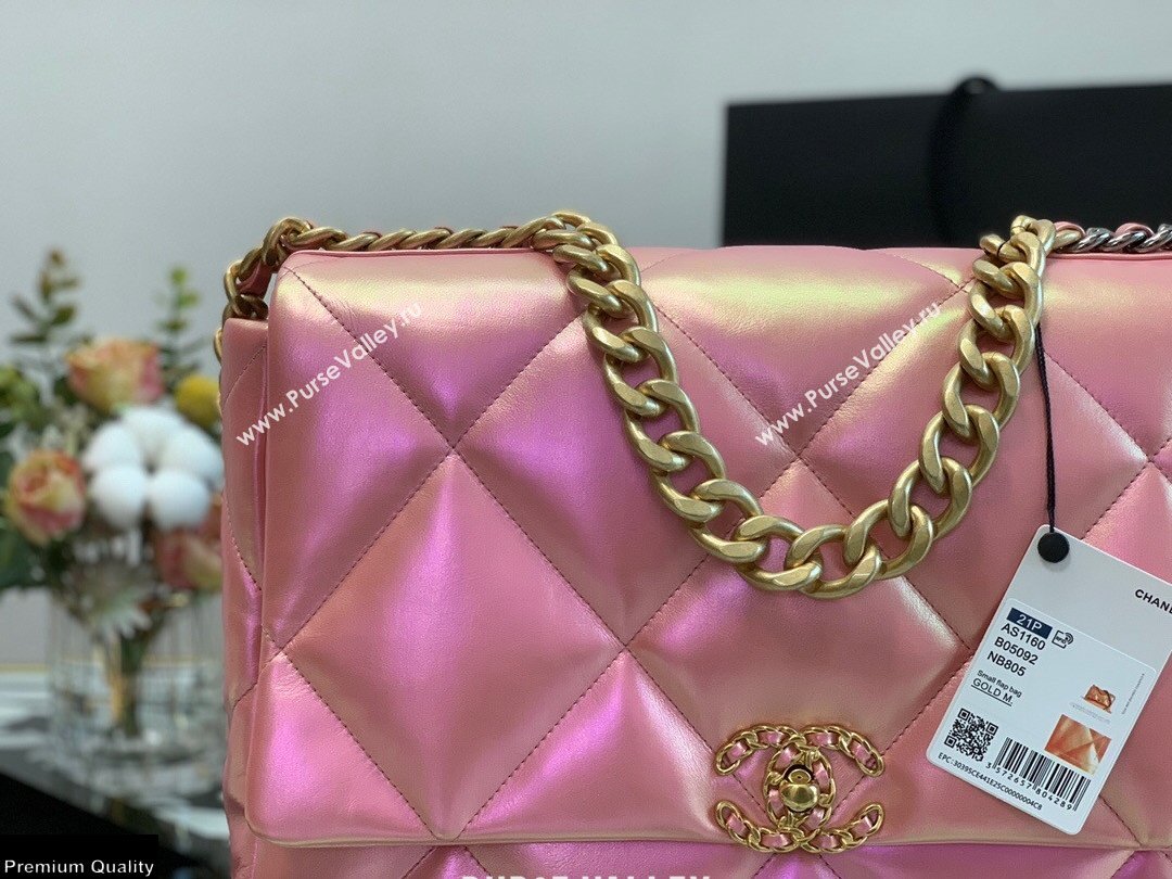 Chanel 19 Maxi Flap Bag AS1162 Iridescent Calfskin Pink 2021 (jiyuan-21022025)