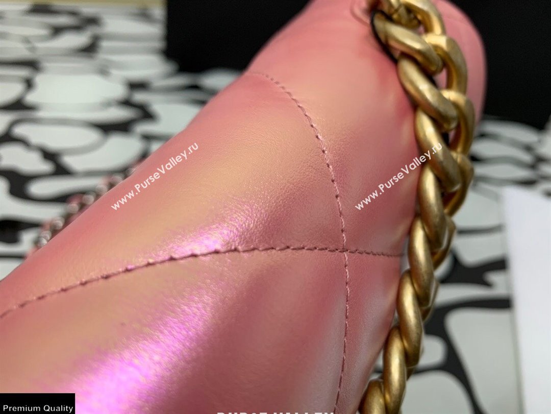 Chanel 19 Small Flap Bag AS1160 Iridescent Calfskin Pink 2021 (jiyuan-21022027)