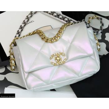 Chanel 19 Small Flap Bag AS1160 Iridescent Calfskin White 2021 (jiyuan-21022024)