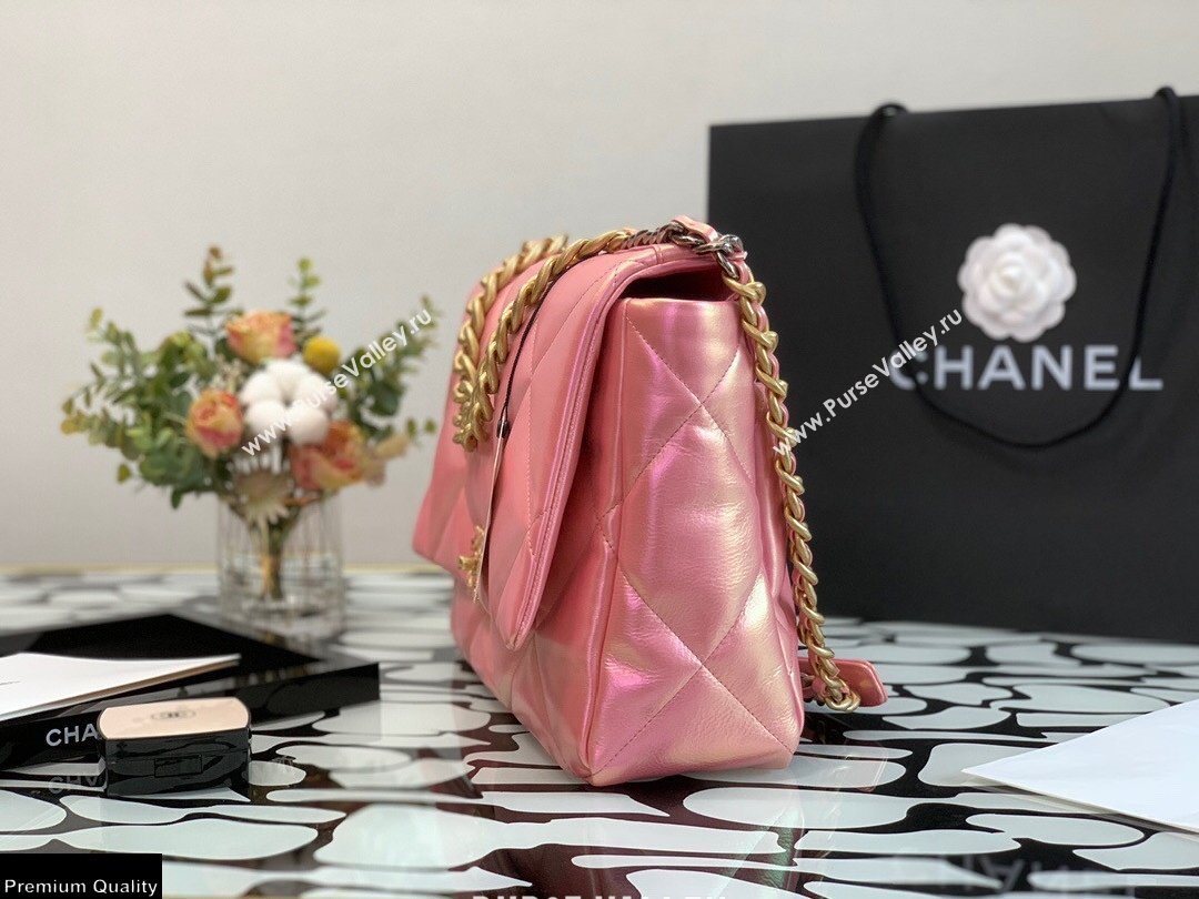 Chanel 19 Maxi Flap Bag AS1162 Iridescent Calfskin Pink 2021 (jiyuan-21022025)