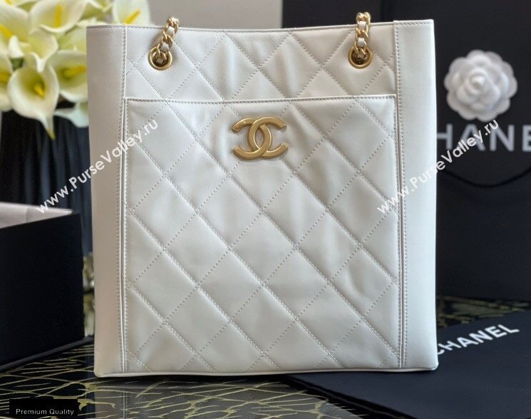 Chanel Calfskin Small Shopping Bag AS2295 White 2021 (jiyuan-21022039)