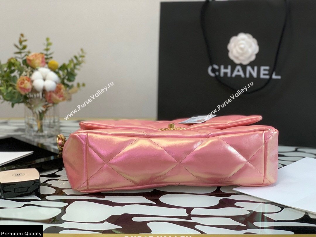 Chanel 19 Maxi Flap Bag AS1162 Iridescent Calfskin Pink 2021 (jiyuan-21022025)