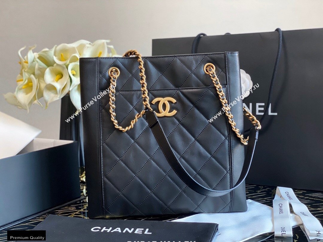 Chanel Calfskin Small Shopping Bag AS2295 Black 2021 (jiyuan-21022038)