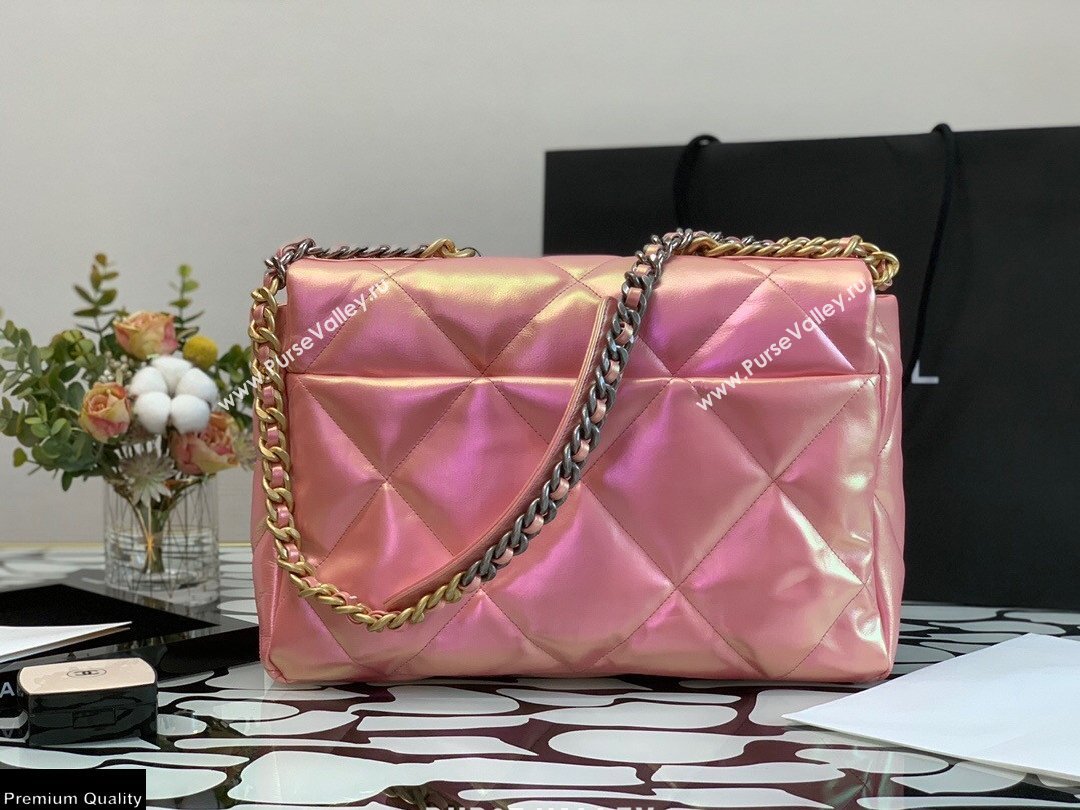 Chanel 19 Maxi Flap Bag AS1162 Iridescent Calfskin Pink 2021 (jiyuan-21022025)