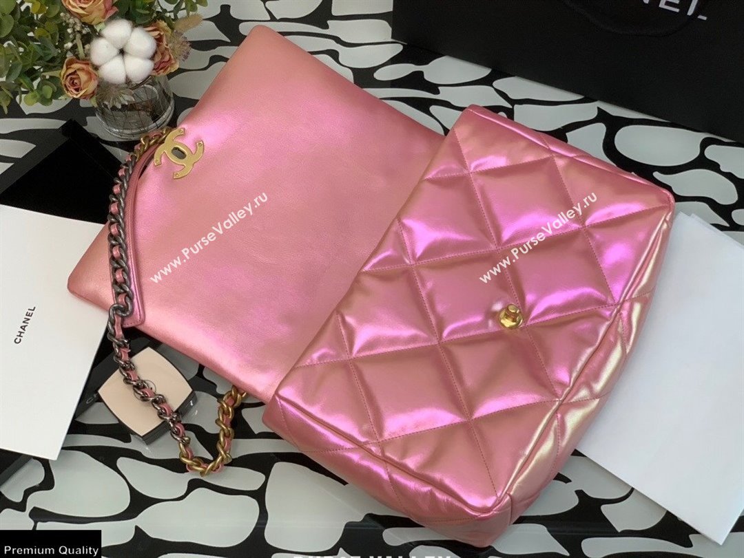 Chanel 19 Maxi Flap Bag AS1162 Iridescent Calfskin Pink 2021 (jiyuan-21022025)